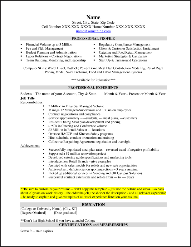 Resume for health sanitation